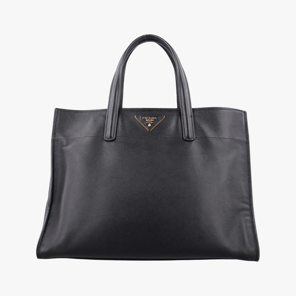 Prada Triple Pocket Convertible Zip Tote Bag Black Saffiano Leather 7