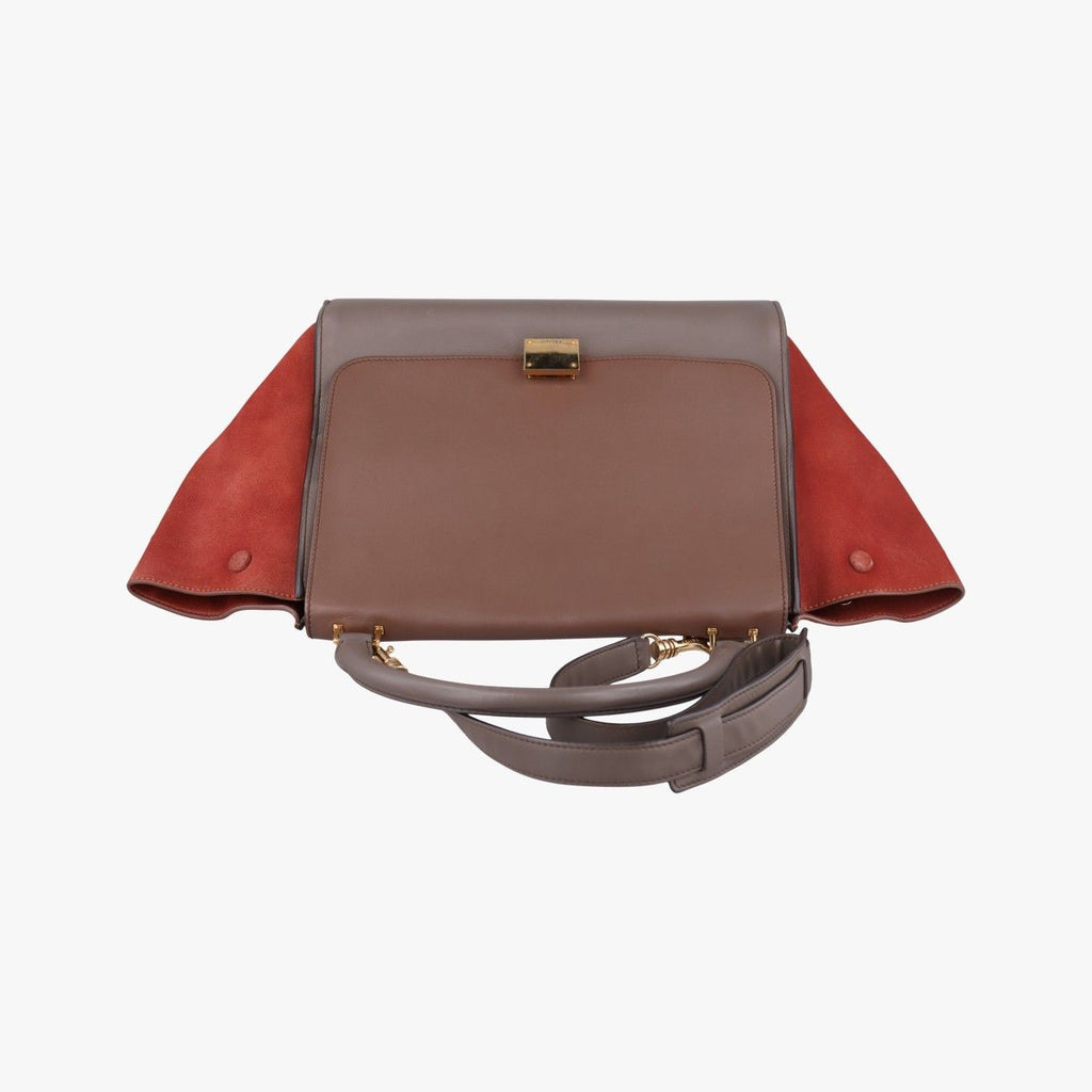 Celine Trapeze Medium Orange Brown Leather Suede Handbag — view 8