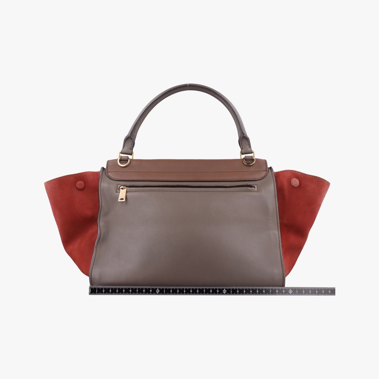 Celine Trapeze Medium Orange Brown Leather Suede Handbag — view 2
