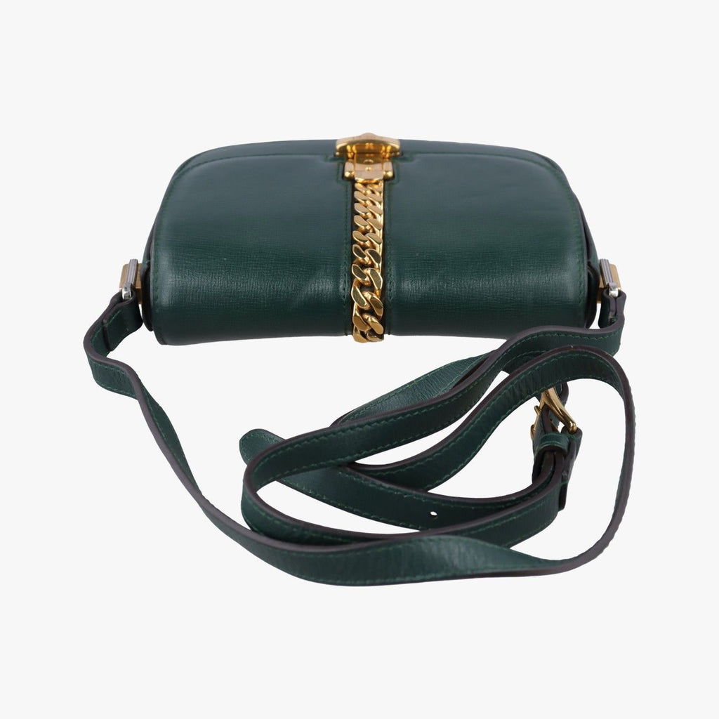 Gucci Sylvie 1969 Green Leather Shoulder Bag — view 8