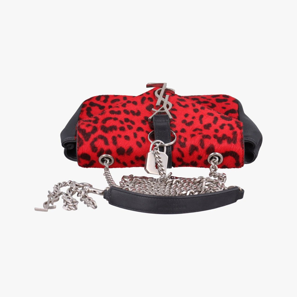 Saint Laurent Monogram Leopard Print Baby Punk Chain Red Black Calf Hair Leather — view 8