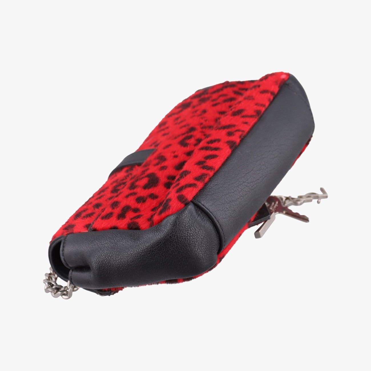Saint Laurent Monogram Leopard Print Baby Punk Chain Red Black Calf Hair Leather — view 7