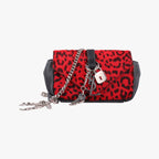 Saint Laurent Monogram Leopard Print Baby Punk Chain Red Black Calf Hair Leather