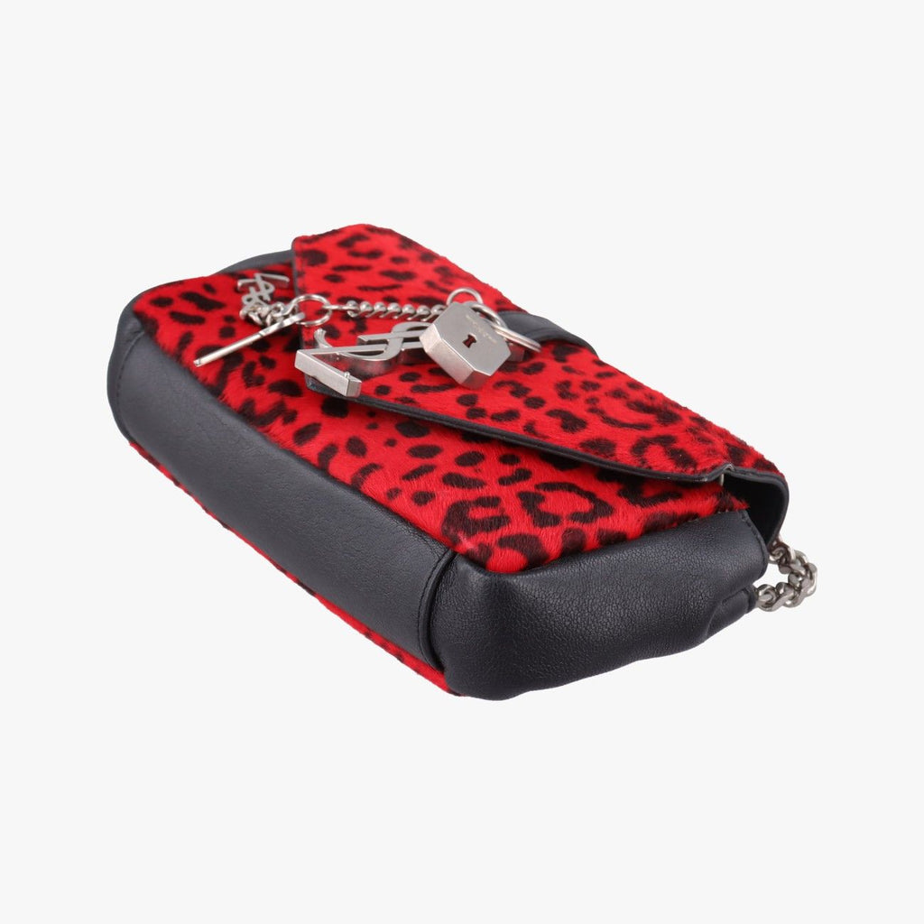 Saint Laurent Monogram Leopard Print Baby Punk Chain Red Black Calf Hair Leather — view 4