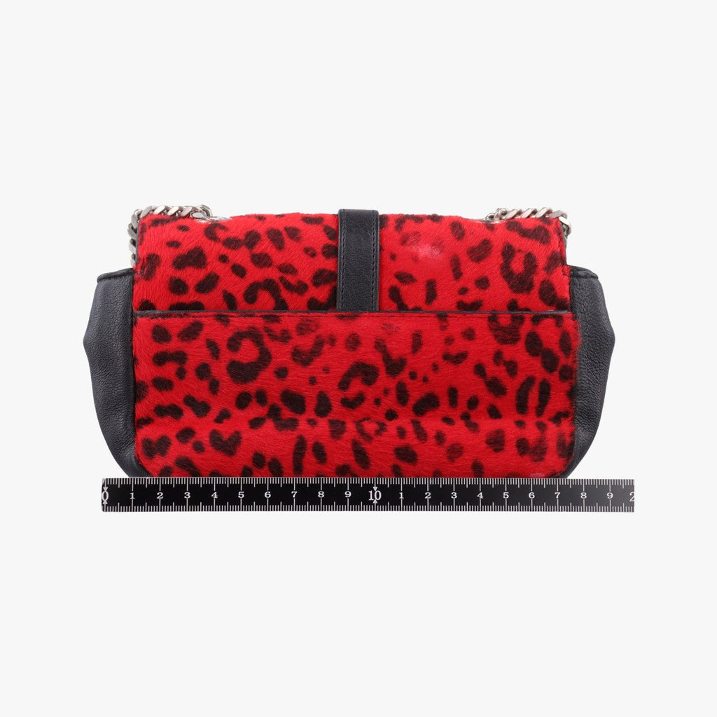 Saint Laurent Monogram Leopard Print Baby Punk Chain Red Black Calf Hair Leather — view 2