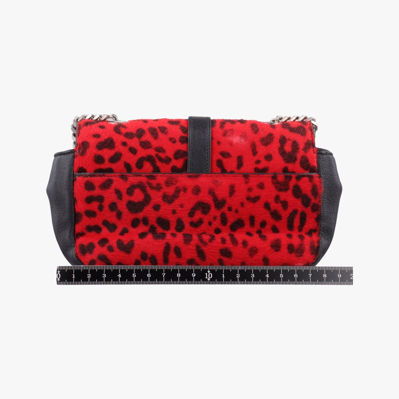 Saint Laurent Monogram Leopard Print Baby Punk Chain Red Black Calf Hair Leather — view 2
