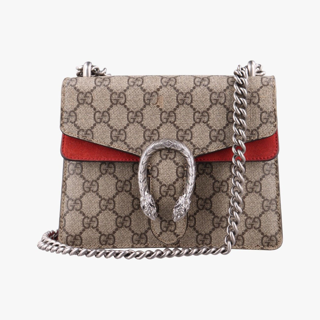 Gucci Dionysus Beige Red Suede Shoulder Bag