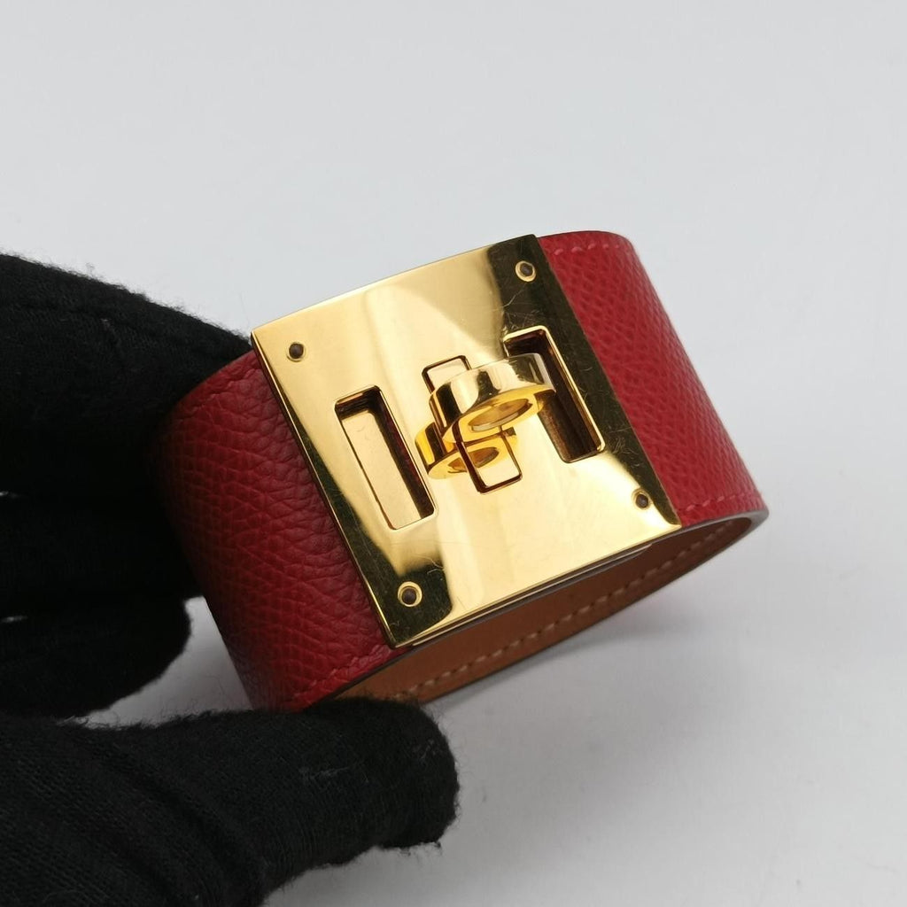Hermes Kelly Style Lock Red Gold Leather Q 40 — view 4