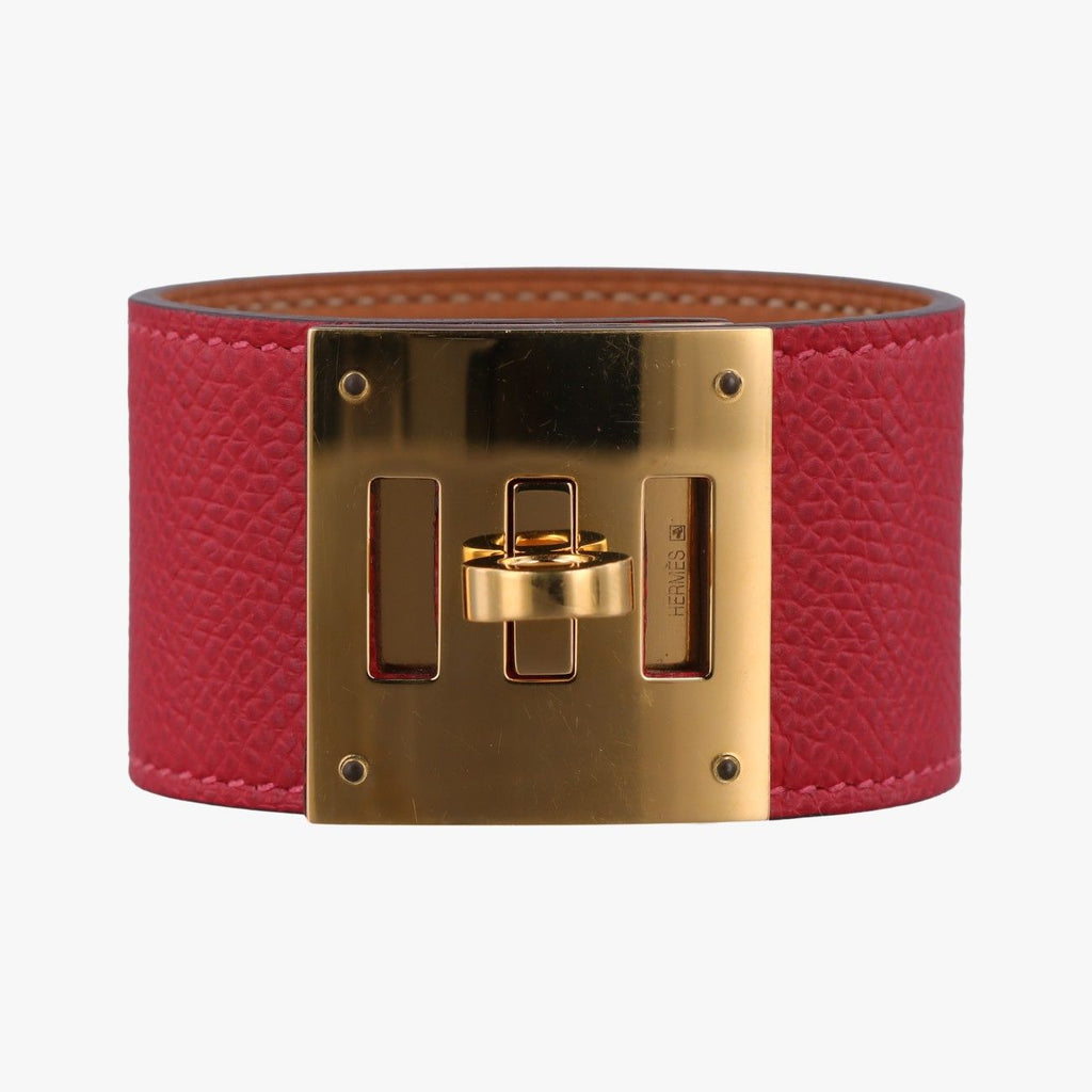 Hermes Kelly Style Lock Red Gold Leather Q 40