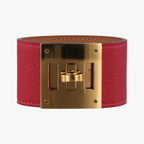 Hermes Kelly Style Lock Red Gold Leather Q 40