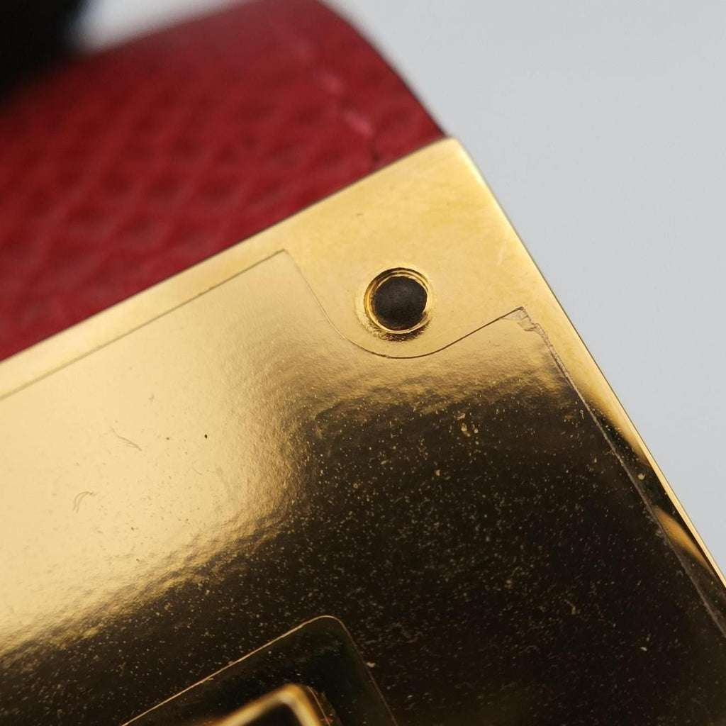 Hermes Kelly Style Lock Red Gold Leather Q 40 — view 8