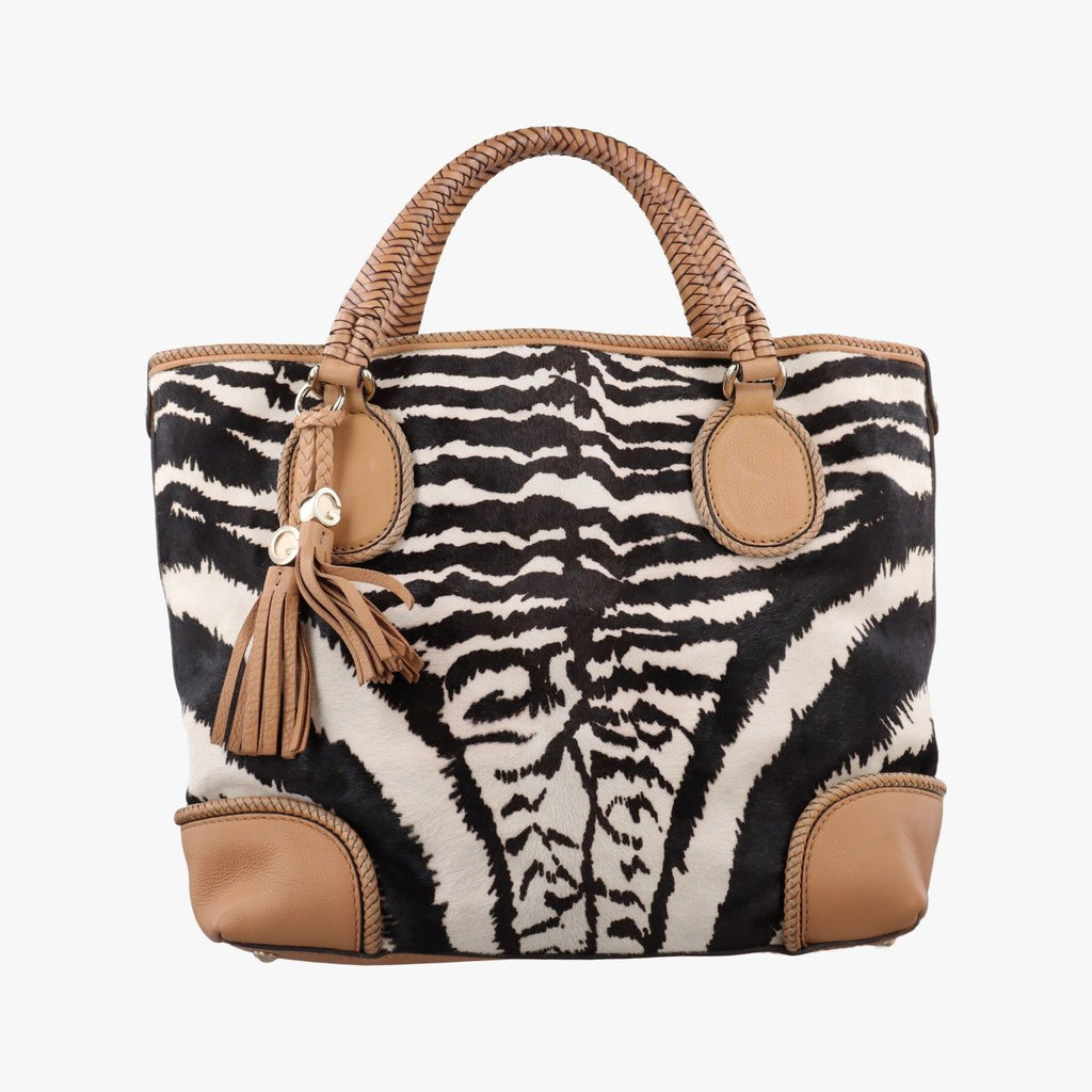 Gucci Zebra Print Marrakech Black White Beige Calf Hair Leather