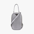 Prada Triangle Logo Silver Saffiano Leather 85