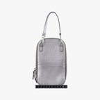 Prada Triangle Logo Silver Saffiano Leather 85 — view 2