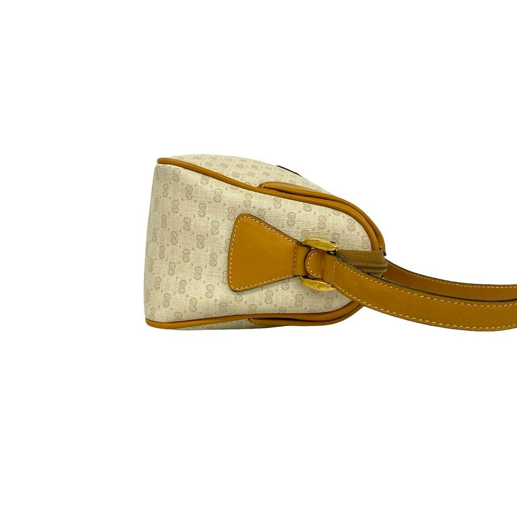 Gucci Vintage Micro GG Logo Pattern Leather Shoulder Bag Camel Brown Ivory — view 6