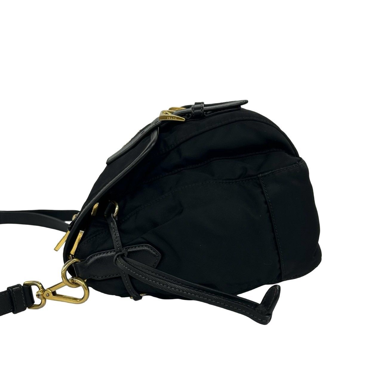 Prada Logo Tessuto Nylon Saffiano Leather Shoulder Bag Pochette Crossbody Black — view 5