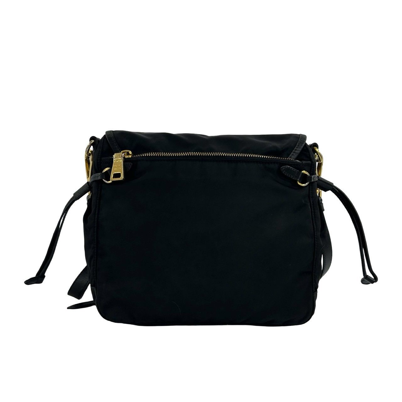 Prada Logo Tessuto Nylon Saffiano Leather Shoulder Bag Pochette Crossbody Black — view 3