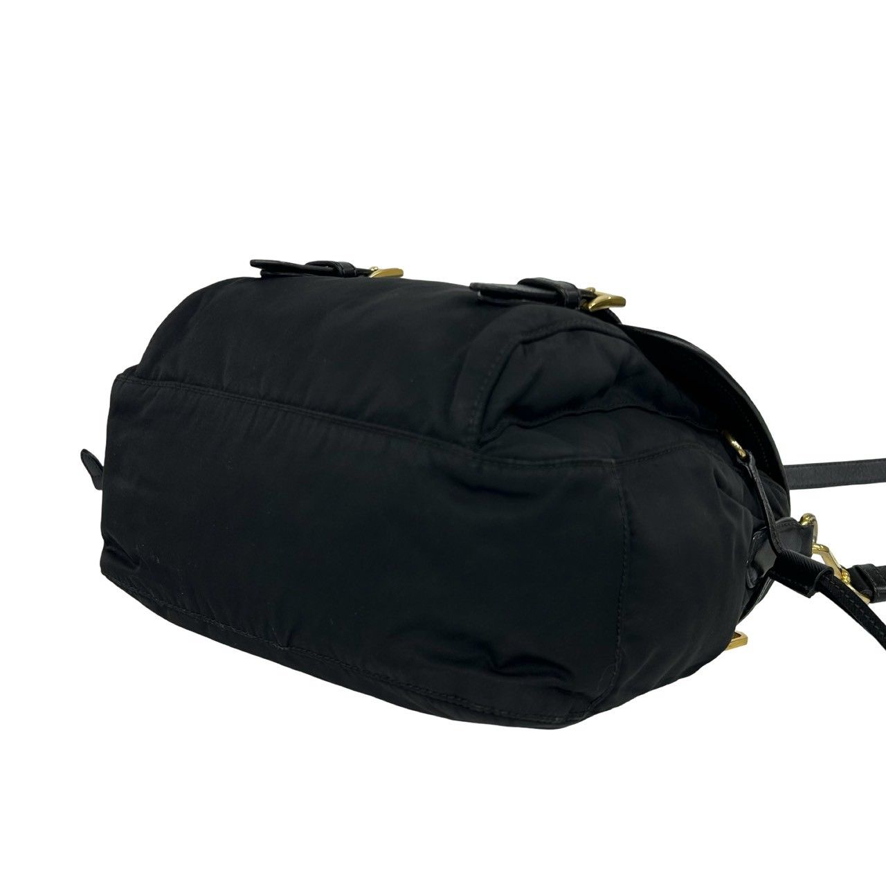 Prada Logo Tessuto Nylon Saffiano Leather Shoulder Bag Pochette Crossbody Black — view 8