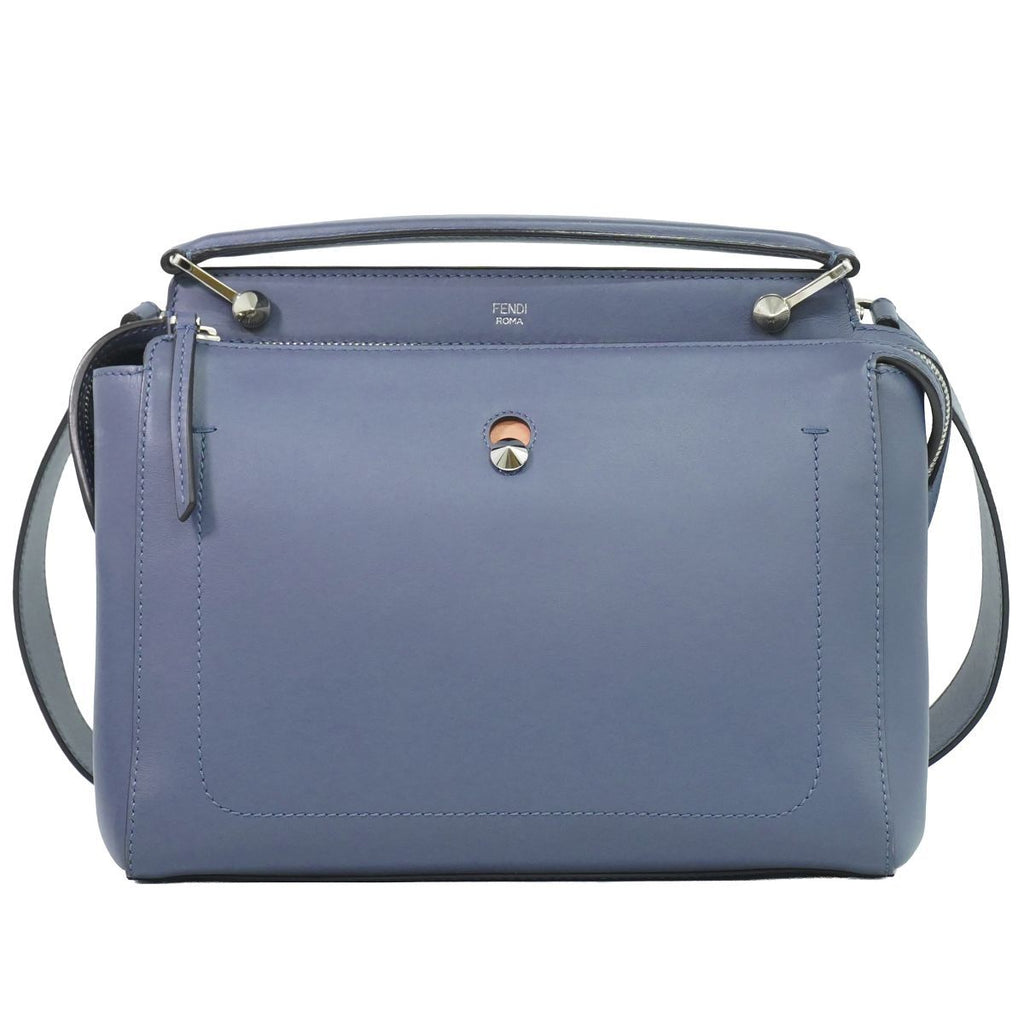 Fendi Dotcom 2-Way Shoulder Bag Leather Blue