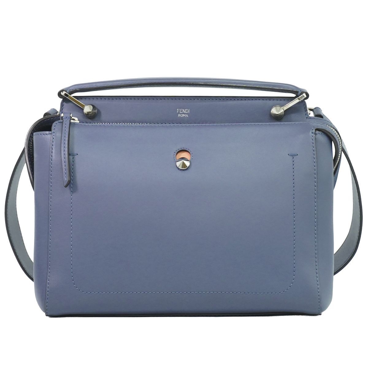 Fendi Dotcom 2-Way Shoulder Bag Leather Blue