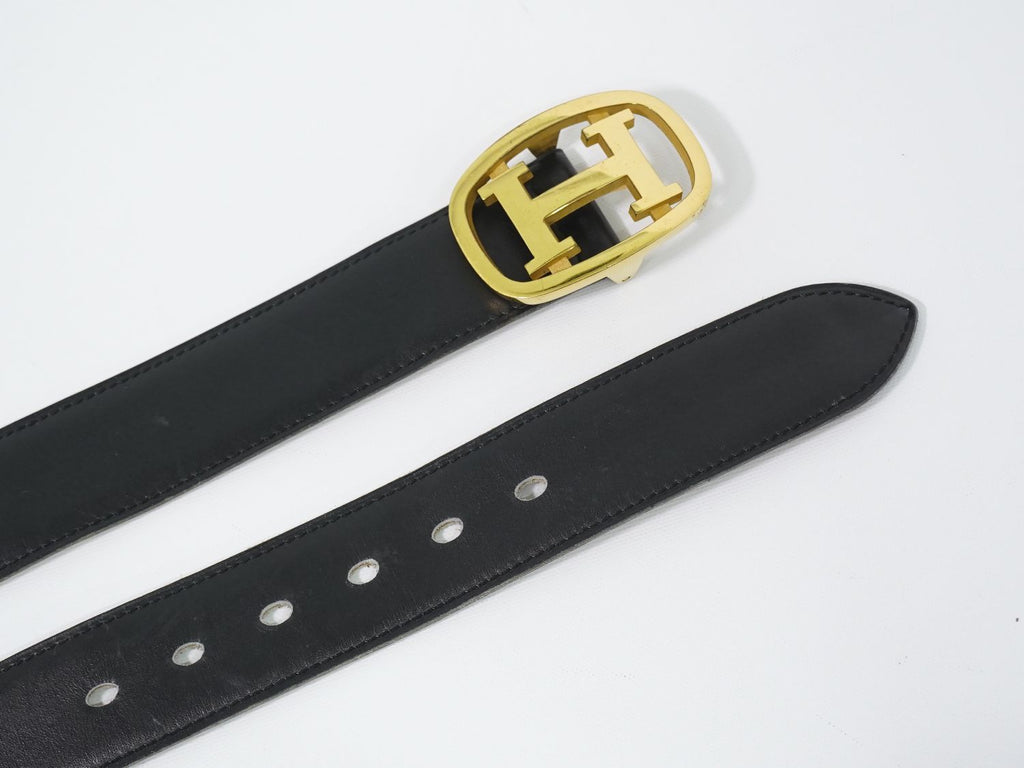 Hermes Constance H Buckle Belt 75 Leather Black Gold — view 2