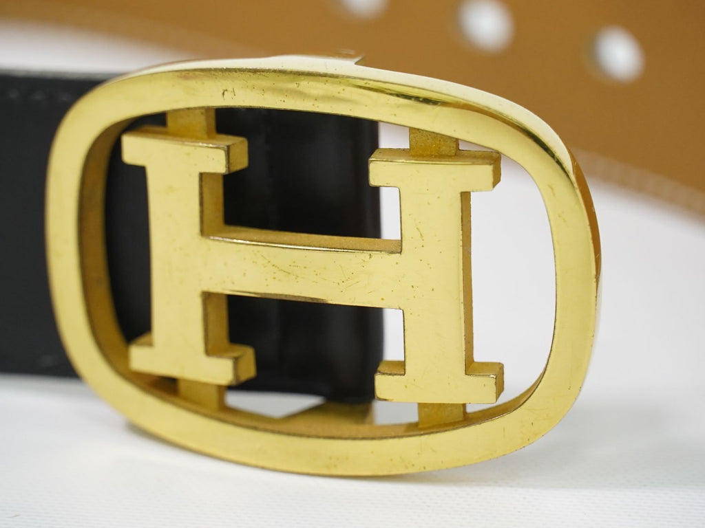 Hermes Constance H Buckle Belt 75 Leather Black Gold — view 4