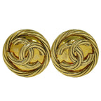 Chanel CC Logo Earrings Gold Plated