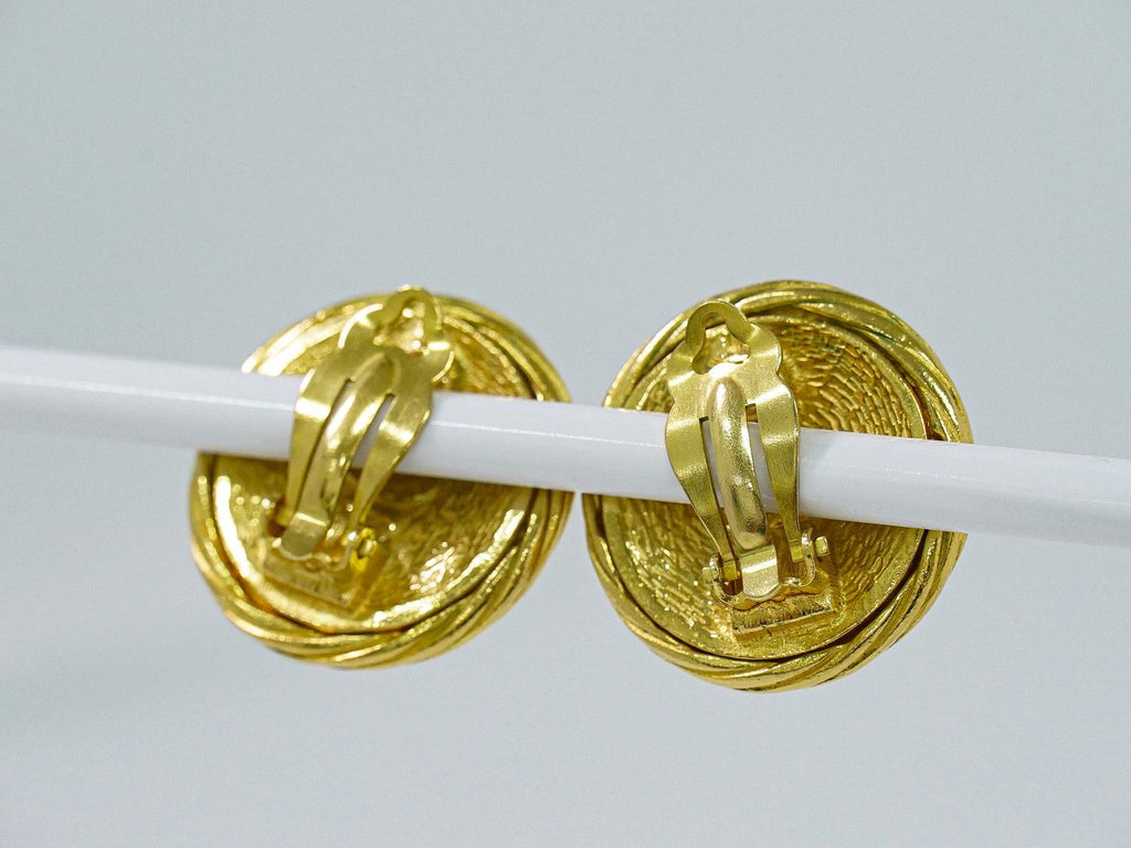 Chanel CC Logo Earrings Gold Plated — view 8