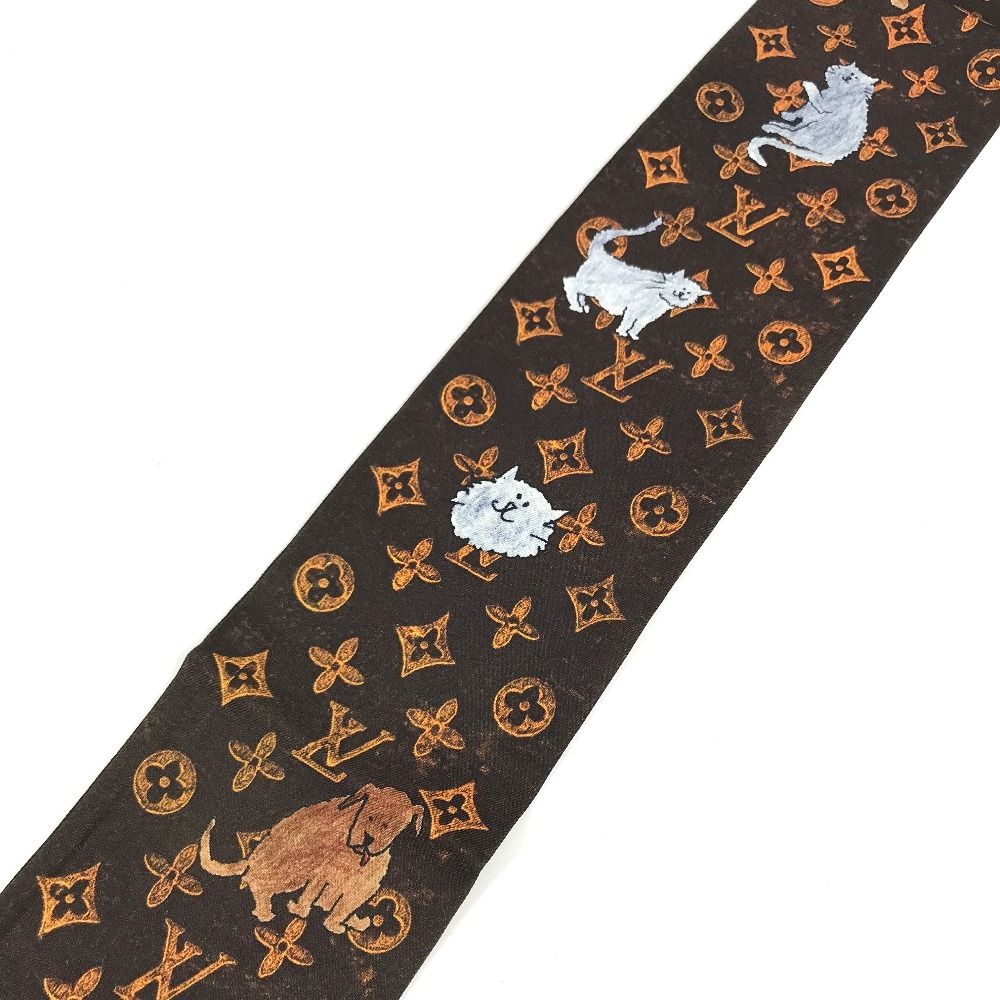 Louis Vuitton Scarf Bandeau Cat Glam Cat Silk Brown — view 5