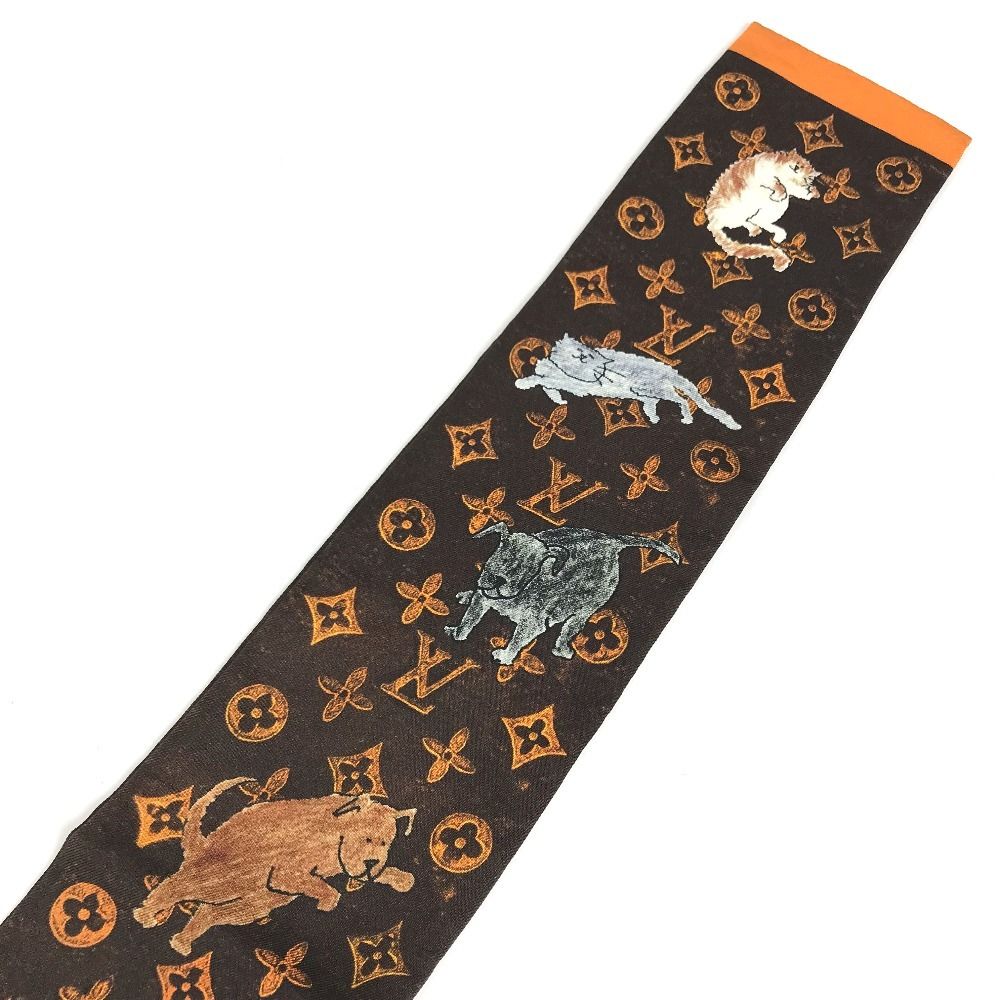 Louis Vuitton Scarf Bandeau Cat Glam Cat Silk Brown — view 6