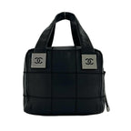 Chanel Choco Bar CC Logo Caviar Leather Handbag Black — view 3