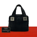 Chanel Choco Bar CC Logo Caviar Leather Handbag Black
