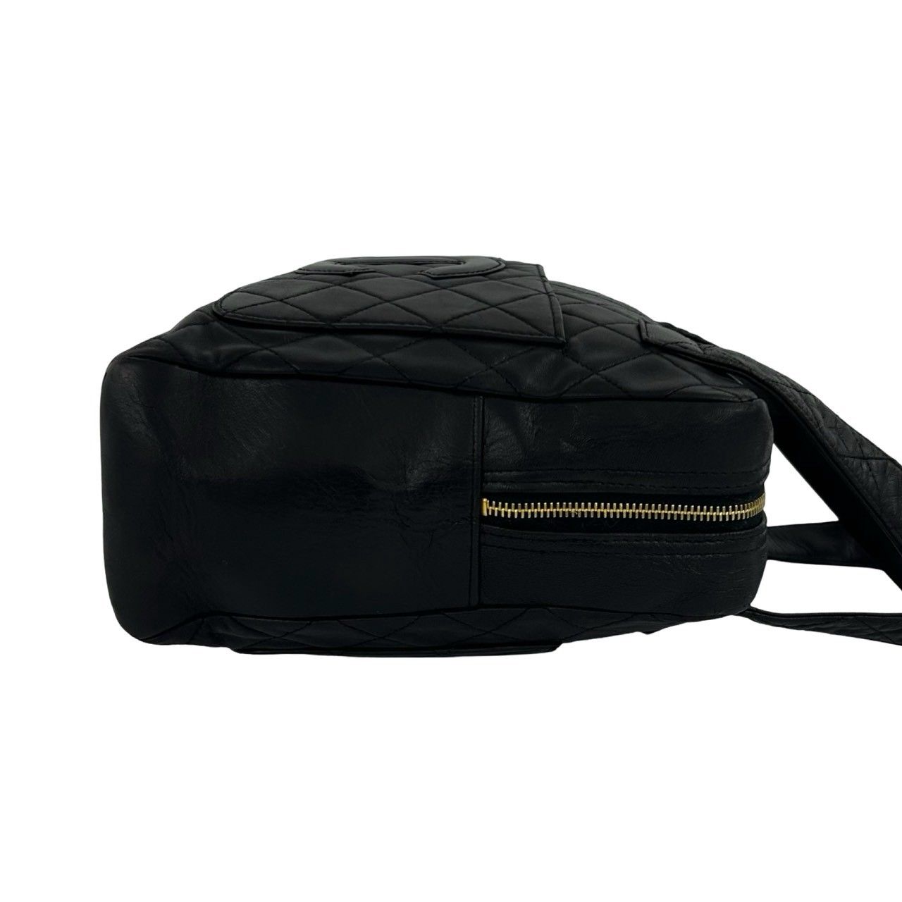 Chanel Vintage Quilted CC Logo Lambskin Leather Handbag Black — view 6