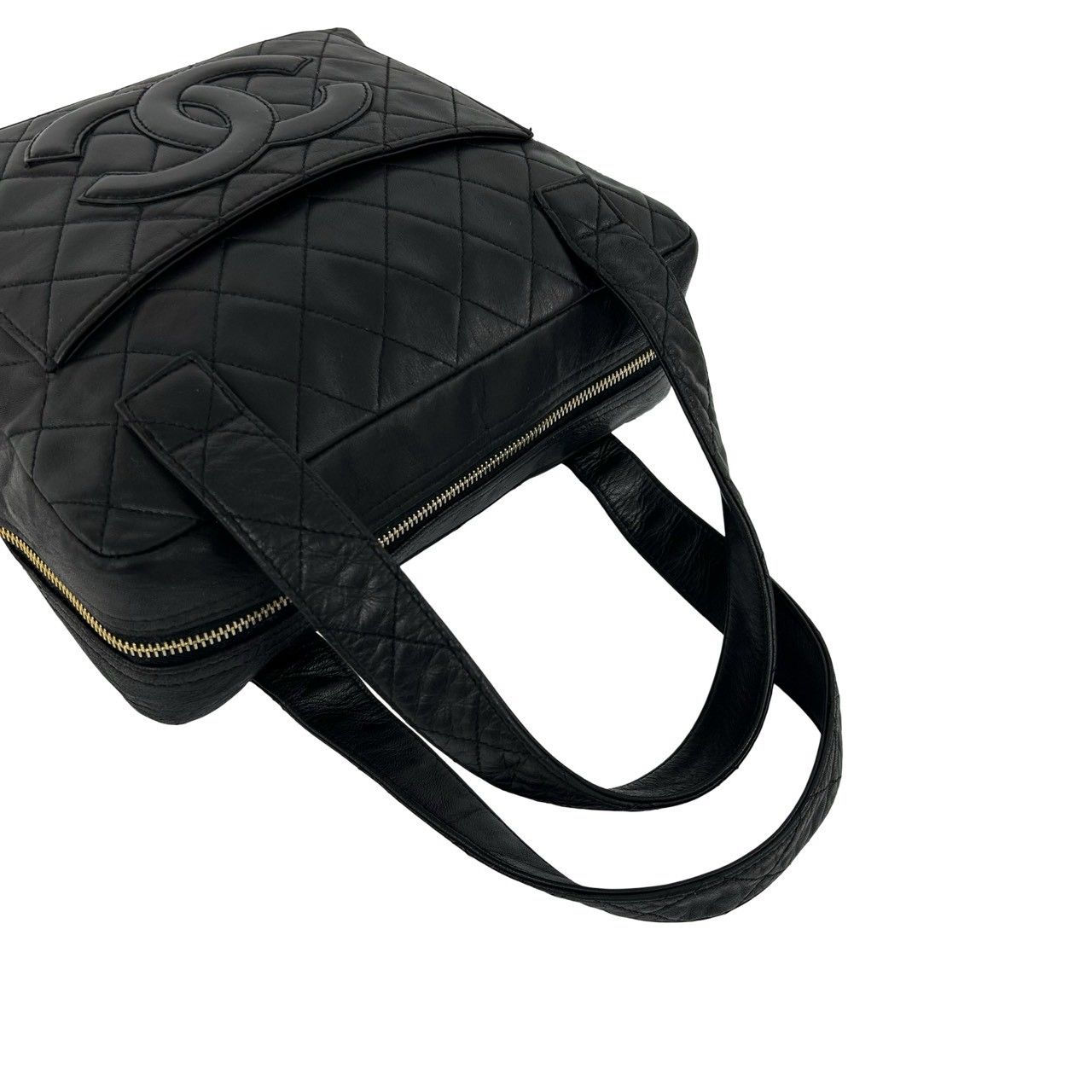 Chanel Vintage Quilted CC Logo Lambskin Leather Handbag Black — view 4
