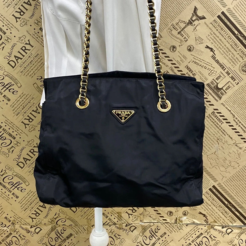 Prada Gold Chain Triangle Logo Shoulder Bag