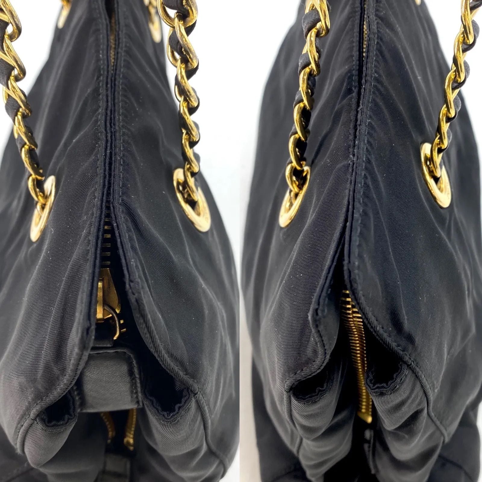 Prada Gold Chain Triangle Logo Shoulder Bag — view 8