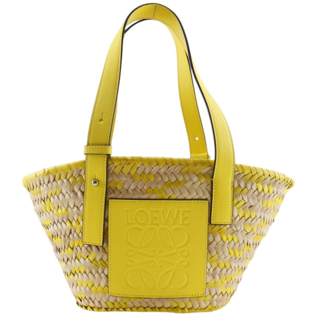Loewe Basket Small Raffia Leather Yellow Tote Bag