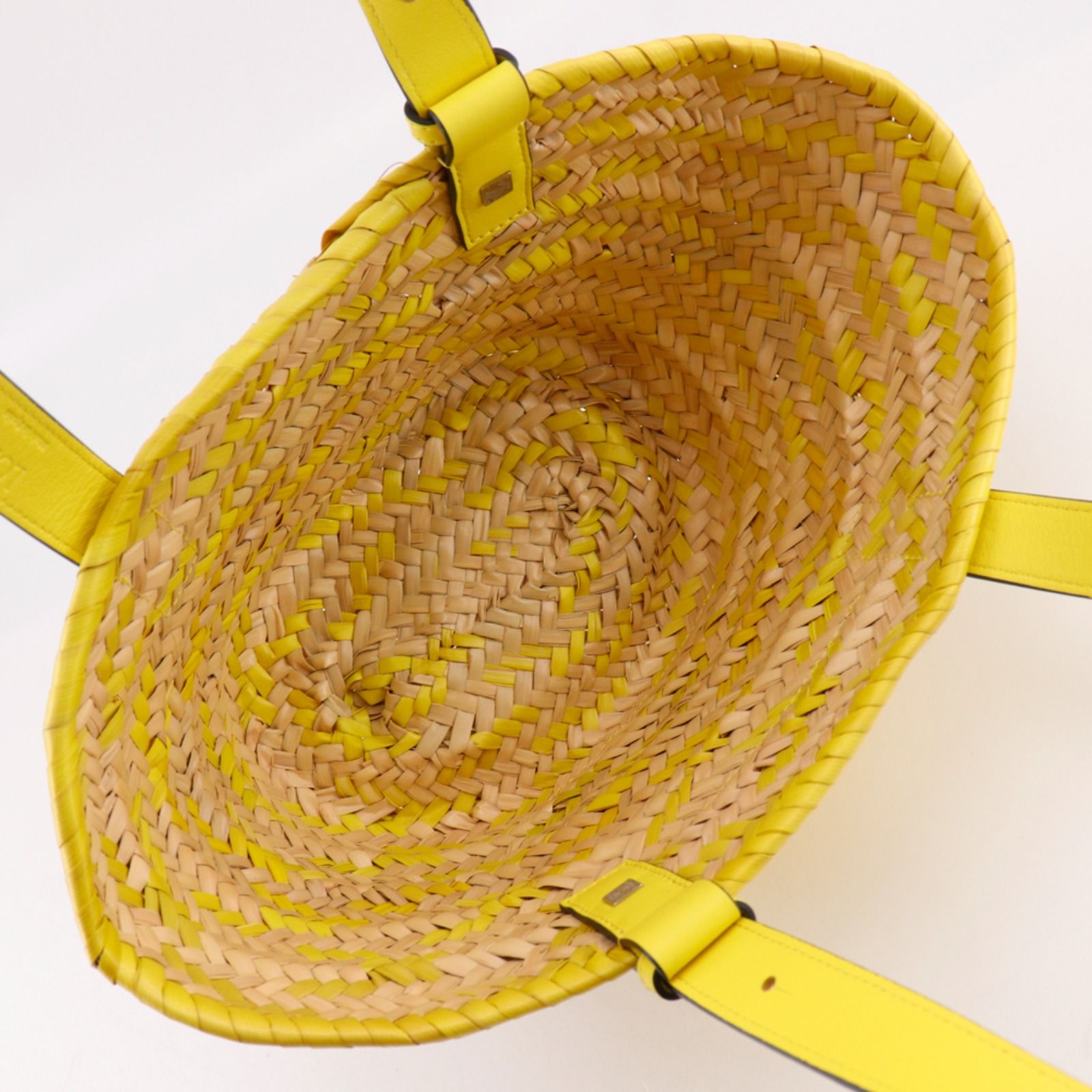 Loewe Basket Small Raffia Leather Yellow Tote Bag — view 6