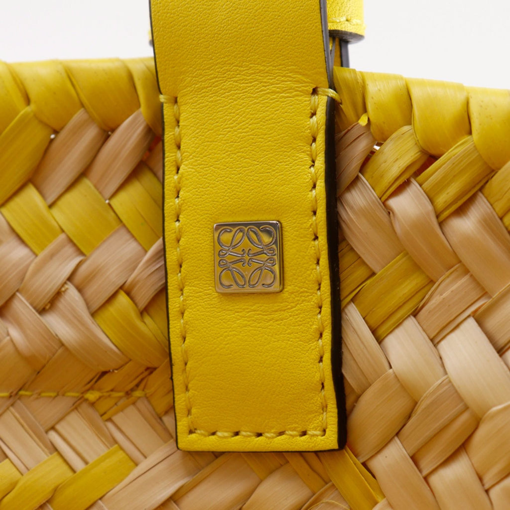 Loewe Basket Small Raffia Leather Yellow Tote Bag — view 8