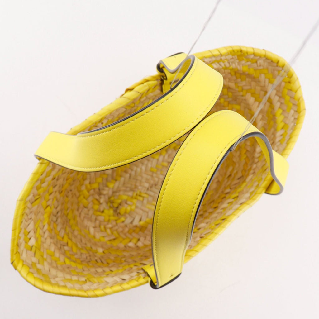 Loewe Basket Small Raffia Leather Yellow Tote Bag — view 5