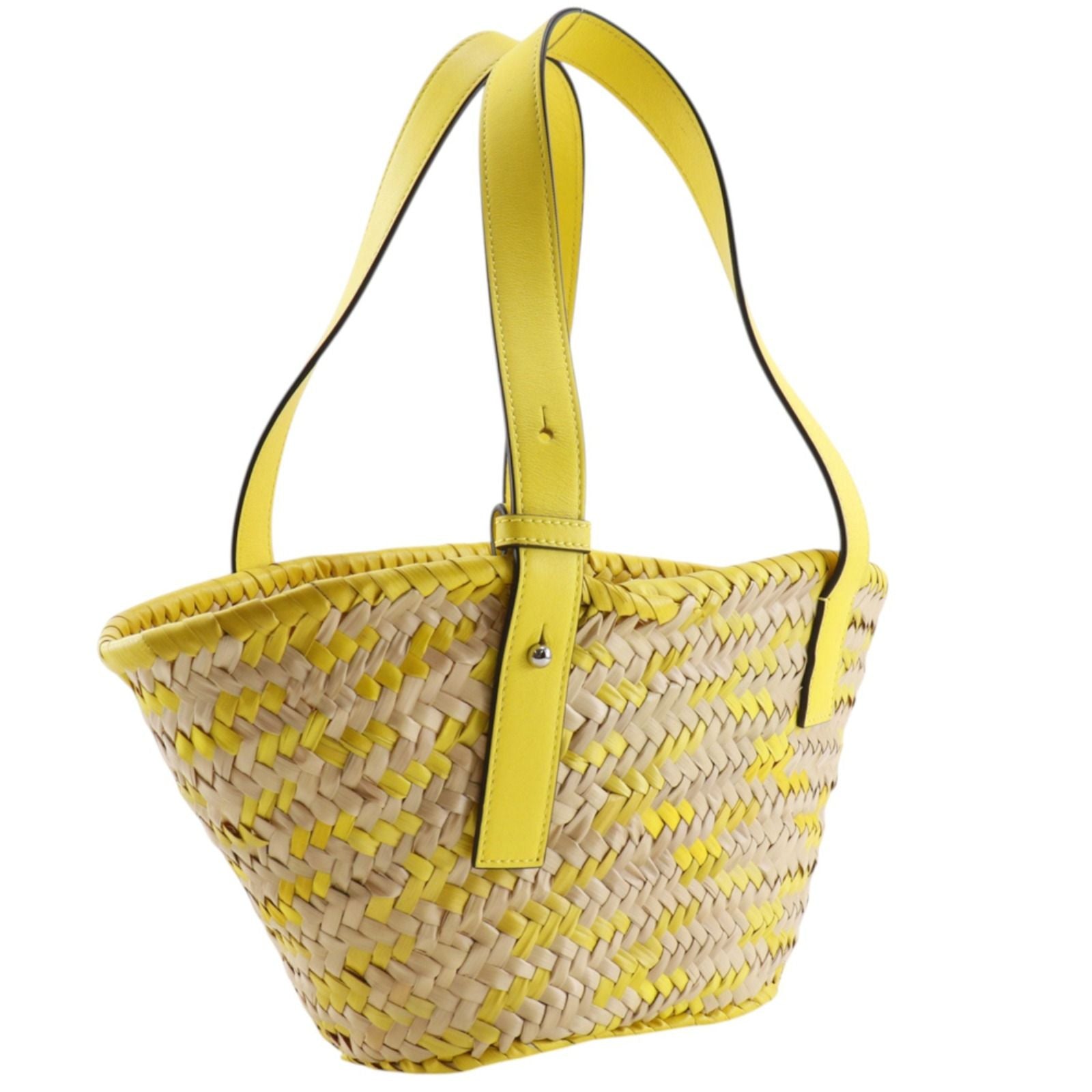 Loewe Basket Small Raffia Leather Yellow Tote Bag — view 3