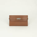 Hermes Kelly Wallet Long Epsom Gold Brown Silver Veau