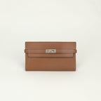 Hermes Kelly Wallet Long Epsom Gold Brown Silver Veau