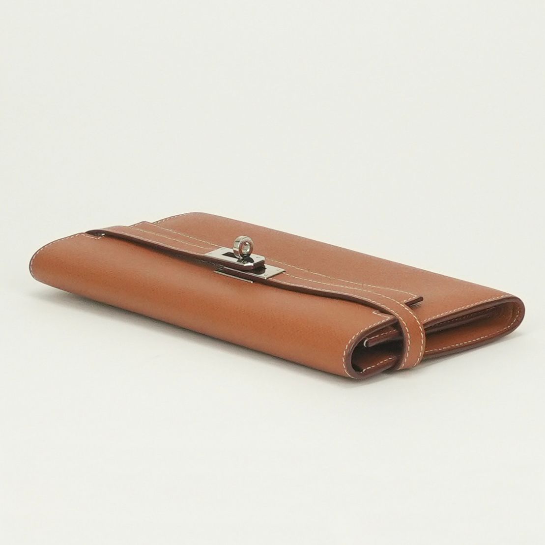 Hermes Kelly Wallet Long Epsom Gold Brown Silver Veau — view 4