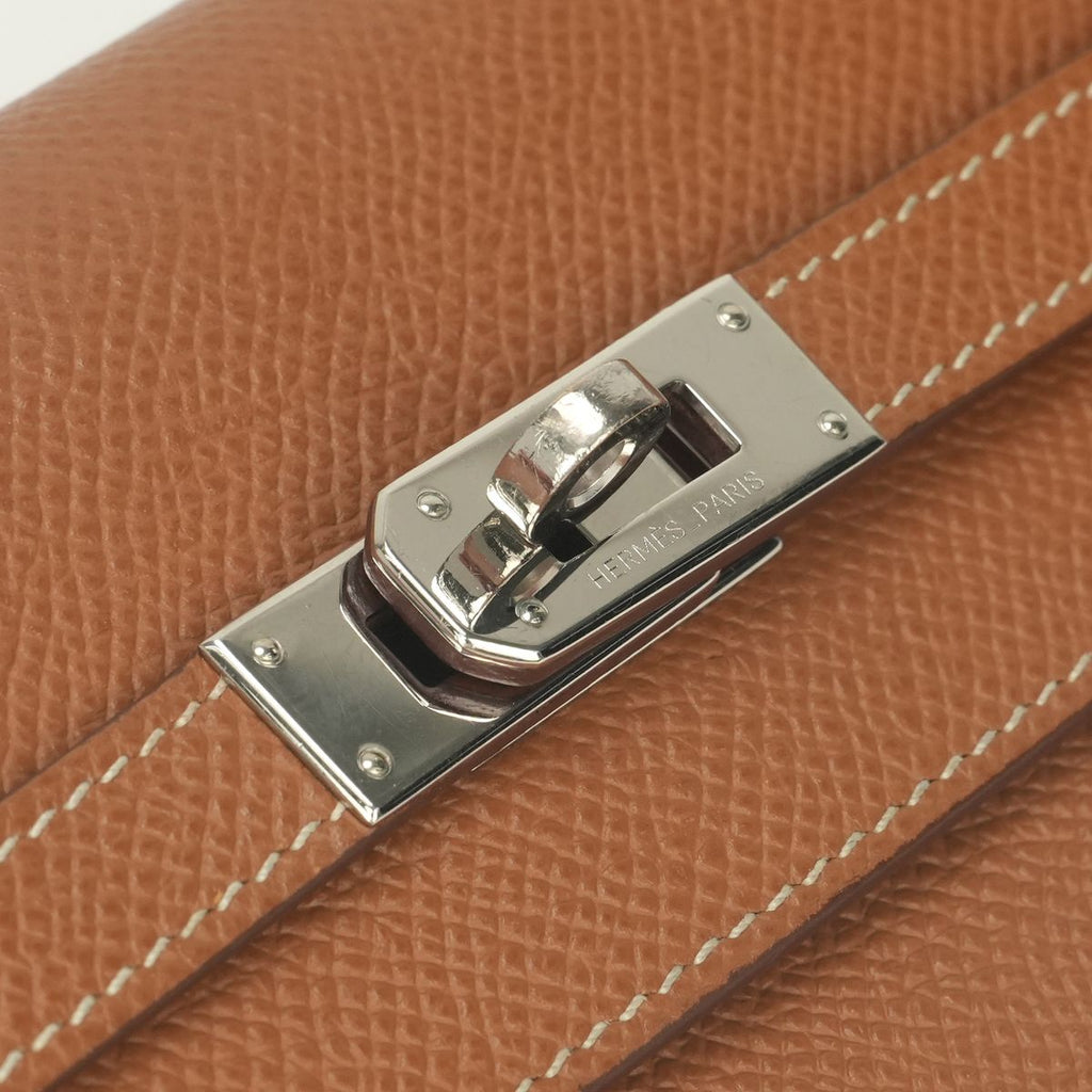 Hermes Kelly Wallet Long Epsom Gold Brown Silver Veau — view 6