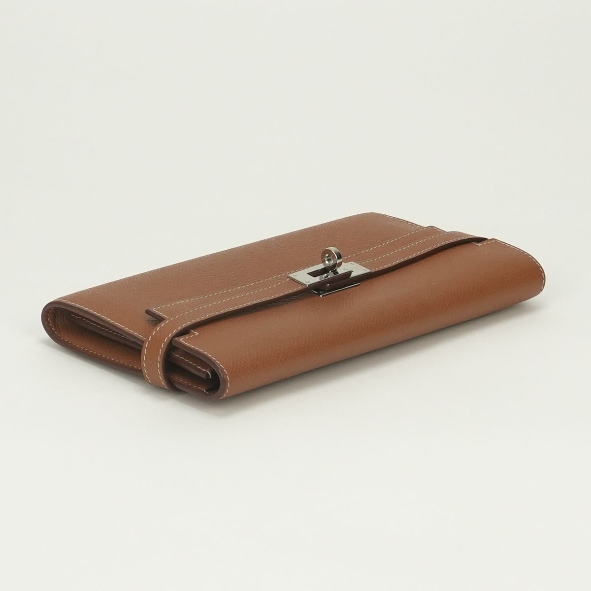 Hermes Kelly Wallet Long Epsom Gold Brown Silver Veau — view 3