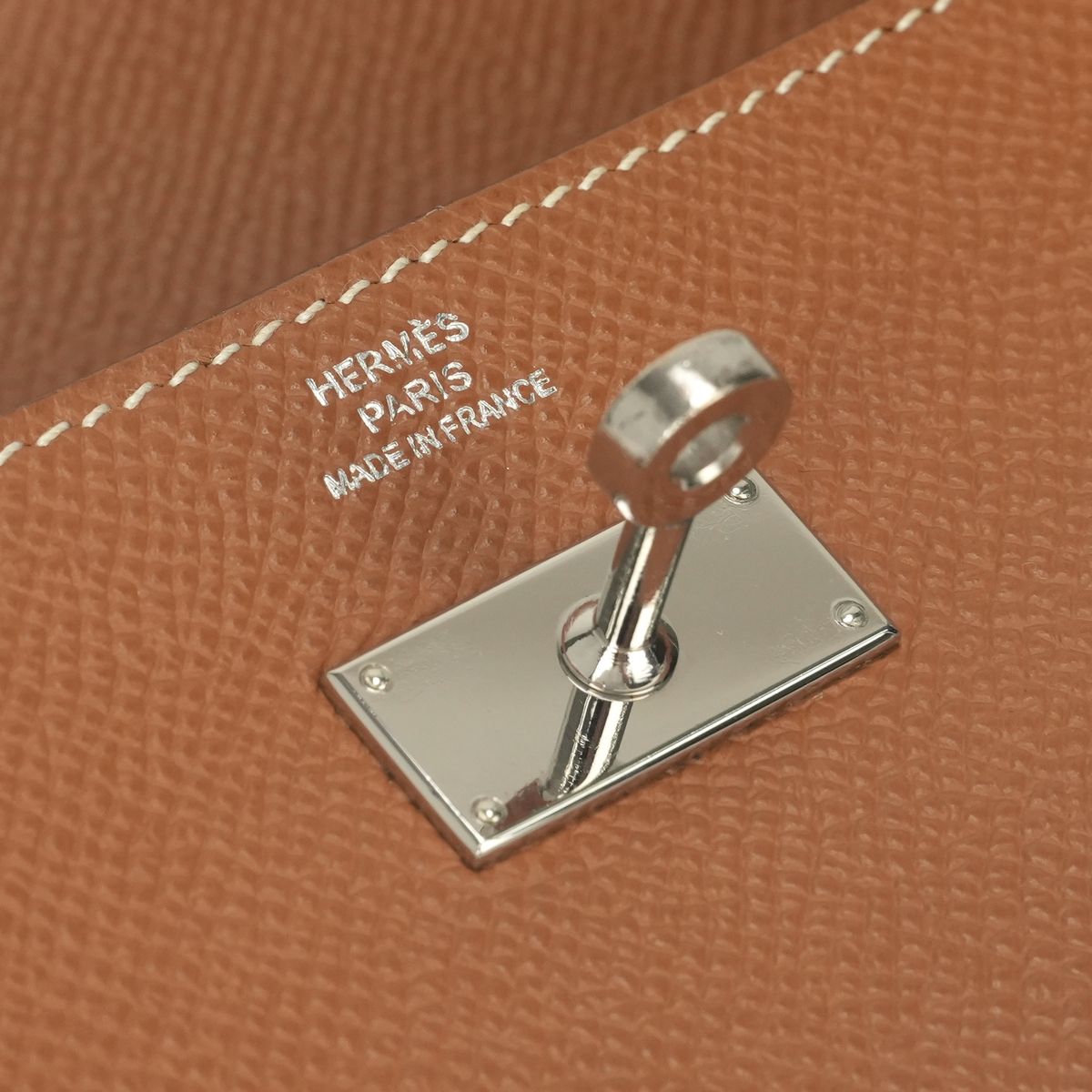 Hermes Kelly Wallet Long Epsom Gold Brown Silver Veau — view 7