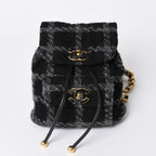 Chanel Tweed Dumas Backpack Base CC Logo Black Gray