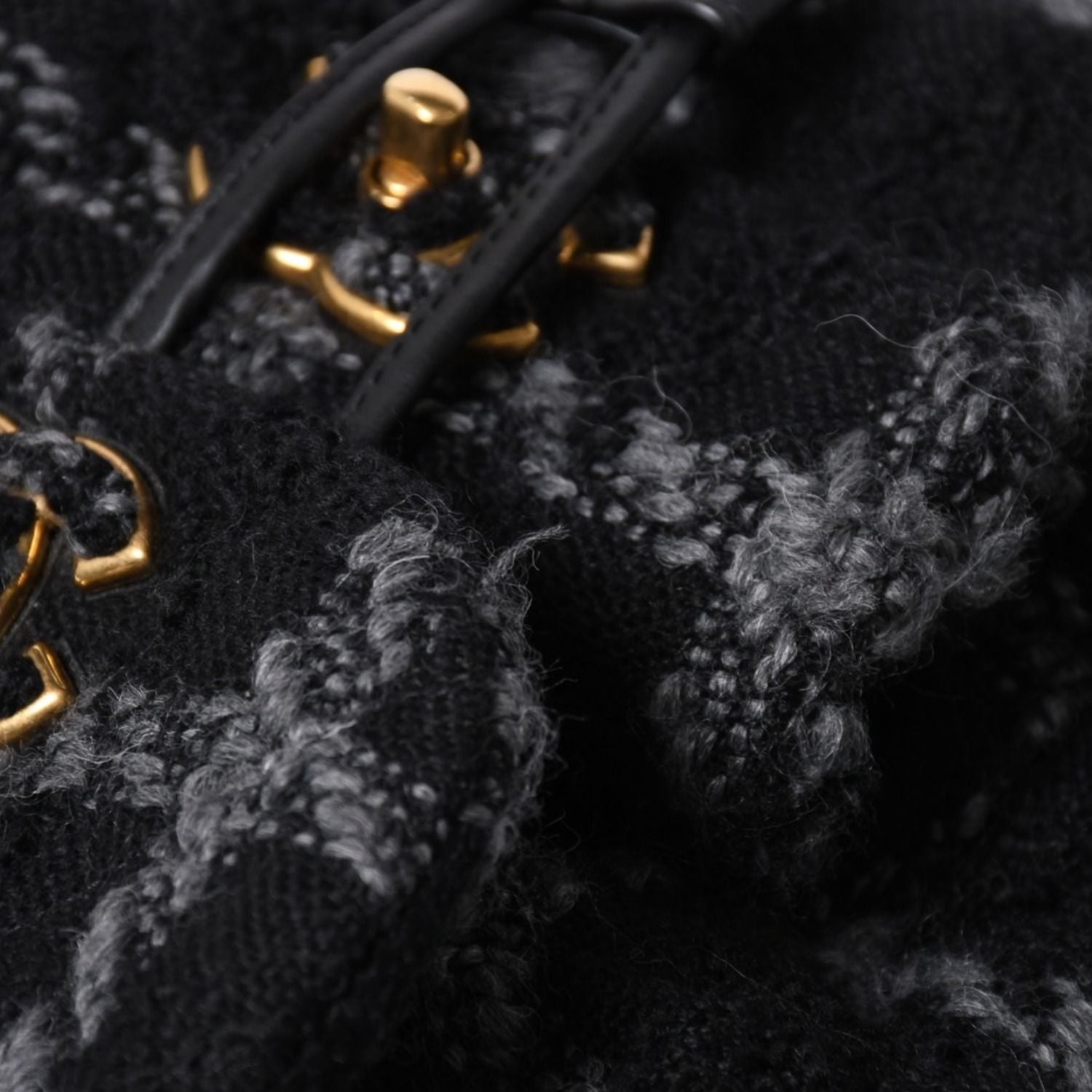 Chanel Tweed Dumas Backpack Base CC Logo Black Gray — view 5