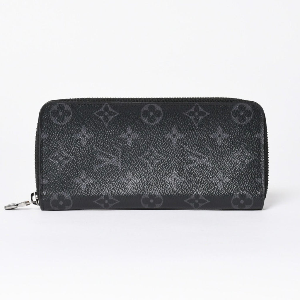 Louis Vuitton Zippy Wallet Vertical Monogram Eclipse Canvas Black Silver